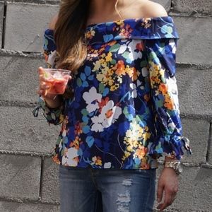 Floral off the shoulder blouse.